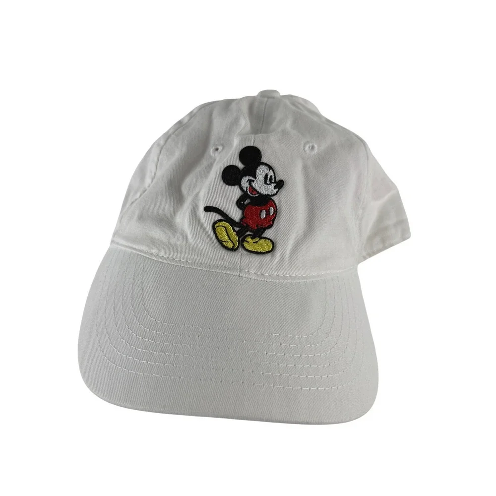 Disney Mickey Mouse White Cotton‎ Embroidered Adjustable Dad Hat Baseball Cap